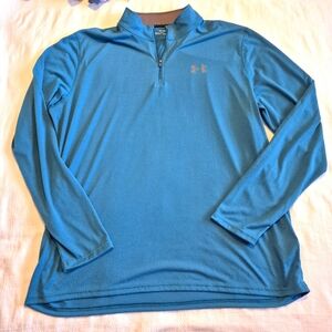 Under Armour men's 2XL teal long sleeve lightweight heatgear shirt EUC